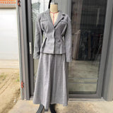Fongt Women's Clothing 2025 Spring Fashion Waist Suit A-Word Long Half-Dress Temperament Two Sets