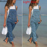 Cargo Pants Women Denim Bib Overalls Jeans Jumpsuits Rompers Ladies Ripped Hole Suspenders Long Playsuit Pockets