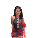 Women Fashion Hollow Out Sleeveless Bodycon Bodysuits Sexy Buttons Slim Playsuits 2021 Summer Autumn Y2K Clothes