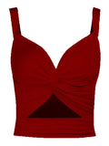 Twisted Cutout Crop Tank Top-Outfit