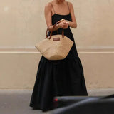 Fongt New Women's Collar Texture Sexy Sling Dress