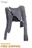 Sexy Hollow Out Irregular Knitted Top Long Sleeved Korean Style Split Pullover Thin Sweater Ladies New Autumn
