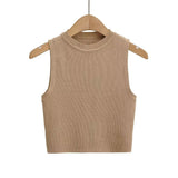 Fongt Summer New Top Sleeveless Short Knitted Vest Female C83614