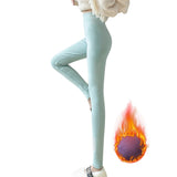 Winter Thick Warm Leggings Candy Color Stretch Fall Fleece Soft Fleece Lined Thermal Pants Fitness Sport