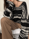 Oversized Stripe Jumper Knit Sweater-Outfit