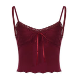 Wearing Rope Strap Bright Red Harbor Style Sling Vest Sexy V-Collar Big Bare Back All-Purpose Jacket New Style In Summer-Outfit
