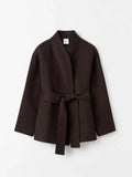 Fongt Spring And Autumn Women's Explosive Temperament Hairy Dark Brown Short Loose Thaied Coat Woman
