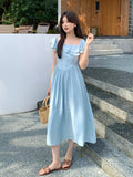 Fongt Xixi 13 Line 2025 Summer New Temperament Lotus Leaf Side Holiday Wind High Waist Thin Joint Dress 88263