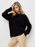 Fongt / Winter 2024 Round Collar Loose Long Sleeve Basic Casual Sweater