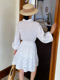 Fongt 2025 New White Shirt Women's Long-Sleeved French Design Dress Holiday