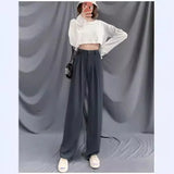 Fongt Autumn Dress New High Waist Loose Hanging Feeling Straight Pants Show Thin Pants Drop Feeling Suit Pants Ins Floor Pants