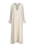 Famous Dress 2025 Spring New Temperament Fashion Design With Diamond Feathers Spliced Solid Color