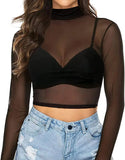 Fongt Short Long Sleeve Perspective Mesh T Shirt Shirt Female T Shirt Mesh Polyester