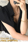 Short Puff Sleeve Blouse Women Korean Elegant Solid All Match Office Lady Casual Shirt 2023 Summer Fashion