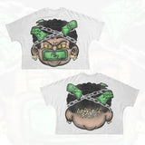 T-Shirt Hip-Hop Fun Cartoon Pattern Printing Oversized T-Shirt Original Gothic Cotton Short Sleeves-Outfit