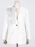 Fongt Spring And Summer New Fashion Temperament V Collar A Button Three-Dimensional Flower Splicing Design Sense Suit Coat Female-Outfit