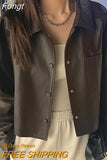 PU Leather Jacket Women Button Up Lapel Collar High Waisted Motorcycle Jackets Spring Fall Outfits