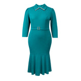 Fongt African Plus-Size Shirt-Collar Dress Party Party Fishtail Dresses