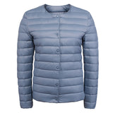 Autumn Winter New Light Down Jacket Female Round Collar Change V Collar Liner Long Sleeve Without Collar White Duck Down Short Coat Tide-Outfit