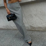 Fongt 2023 Women's Commuter French Gray Skirt High Waist Temperament Shows Thin Fishtail Skirt-Outfit