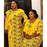 Lace African Dresses for Women Plus Size Muslim Fashion Dashiki African Design Clothes Abaya Dubai Boubou Robe Africa Maxi
