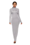 Polyester Spandex Fashion Solid Color Long Sleeve Stretch Slim Turtleneck