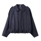 Fongt Spring Pilot Jacket Bat Sleeve Zipper Loose Tuffen Jacket Women's Casual Jacket