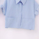 Women's Wear New Striped Poplin Short Shirt 3615180-Outfit