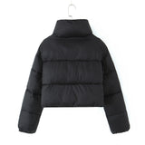New Standing Collar Hidden Button Bread Suit Short Cotton-Padded Coat-Outfit
