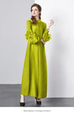 Fongt Folds Solid-Colored Dress Women's Niche Light-Cooked Three-Dimensional Flowers Loose Thin-Skinny Long Dress