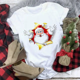 Hat Family Red Printed T-shirts Mom and Me Santa