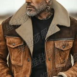 Fongt Men's Jacket Thicker Long Velvet Jacket Bump Color Zipper Jacket