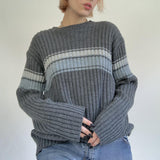 Striped Ribbed Downtown Sweater-Outfit