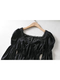 Pleated Lantern Long Sleeve Shirt For Women's 2023 Spring And Autumn New Vintage White Square Collar Blouse Tops