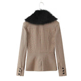 Fur Collar Coat And Mini Skirt Set-Outfit