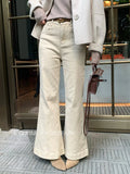 Fongt Xixi 13 Line 2025 Autumn White Standard Korean Version Of The Denim High-Waisted Straight-Legged Trousers 5038