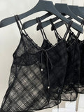 Women Y2k Dark Academia Camisole Vintage Mesh See Through Crop Top Coquette 2000s Aesthetic Gyaru Halter Top Hot Sexy-Outfit