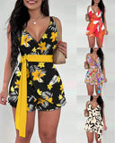 Independent Station Spring And Summer New Printed Belt Shorts Set In Stock-Outfit