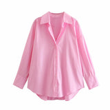 Fongt Street Fashion New Women's Clothing City Autumn Multi-Color V-Neck Casual Shirt