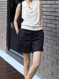 Fongt Tiansi Linen Tibetan Blue Cool Design Small Gentle Polo Collar Sleeveless Vest Topess Female Summer