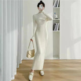 Fongt Temperament Half-High Collar Long Ankles Knitted Sweater Skirt Women's Autumn New Sweater Skirt