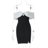 Black Off-shoulder Bodycon Contrast Mini Dress-Outfit