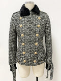 QUALITY Newest 2023 FW Designer Fashion Women's Lion Buttons Monogram Fur Collar Quilted Jacket