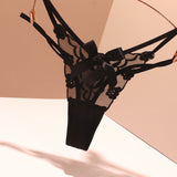 Fongt Sexy Embroidery Lady T-Word T-Tants Lace Transparent Hollow Seduction Hot Red Life Year Tpants