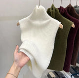 Sweater Vest Women Cropped Sleeveless Knitted Pullovers Jumper Vintage Solid Waistcoat Knitwear Korean Slim Tank Top-Outfit