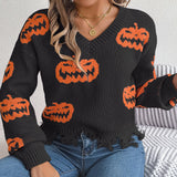 Fongt Shooting Autumn And Winter Halloween Bumpy Pumpkin Cut Long-Sleeved Jacket Sweater Women's Clothing
