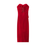 Fongt Knotted Tectared Dress 2025 Spring And Summer Party Body-Outwear Fan Flute Dress