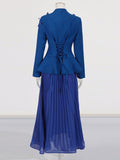 Fongt Temperament Famous 2025 Autumn New Fashion Elegant Retro Splicing Butterfly Wrinkle Skirt Dress Suit Woman