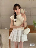 Fongt Pink Bow Short Sleeve Design Small T-Shirt Short Summer Slim Bottom Thin Sweet Spicy