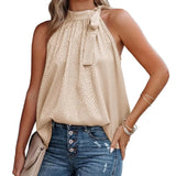 New Summer Style Bowtie Leopard Print Satin Sleeveless Vest-Outfit